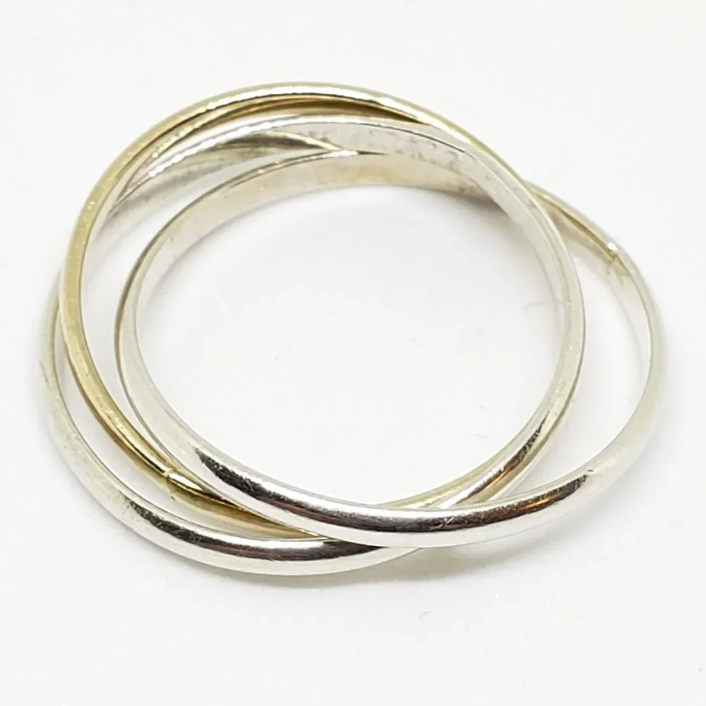 Set of 3 Sterling Silver 925 Interlocking Entwined Infinity Rings - Size 5
